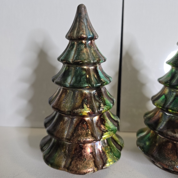 4 HANDCRAFTED Upcycled Green Brown Holiday Trees HANDPAINTED Tabletop Art Decor - Picture 9 of 15